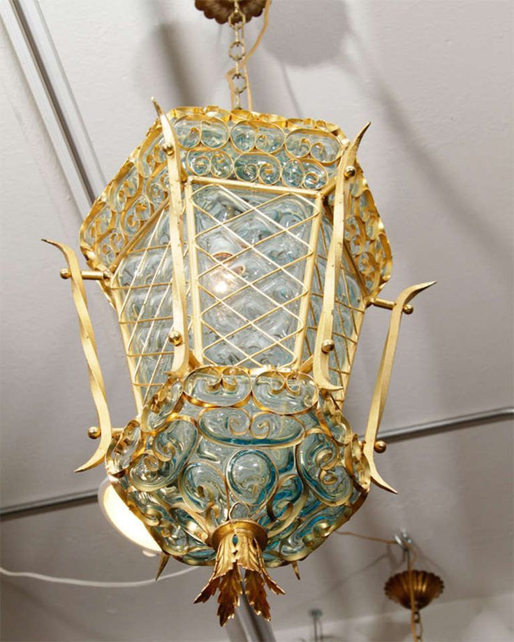 Pair Of Mid Century Murano Glass And Gold Leaf Lanterns | Leaf Lantern,  Murano Glass, Gold Leaf Intended For Gold Leaf Lantern Chandeliers (View 9 of 15)