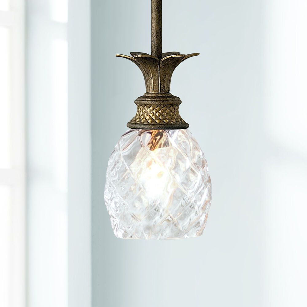 Pearl Bronze Pineapple Mini Pendant | 5317pz | Destination Lighting Regarding Pearl Bronze Lantern Chandeliers (Photo 1 of 15)