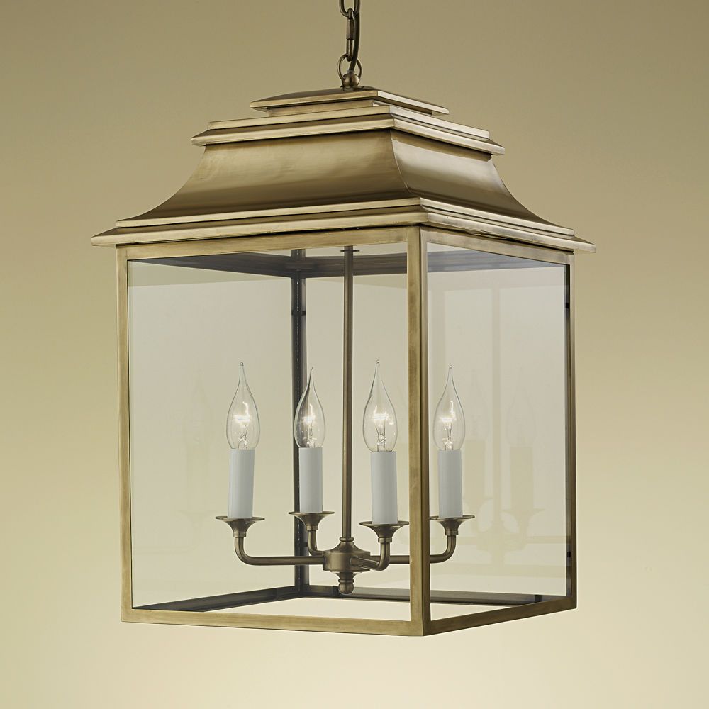 Pendant Lamp – Mayfair Lanterns – Chelsom – Brass / Glass / Contemporary Pertaining To Aged Brass Lantern Chandeliers (View 4 of 15)