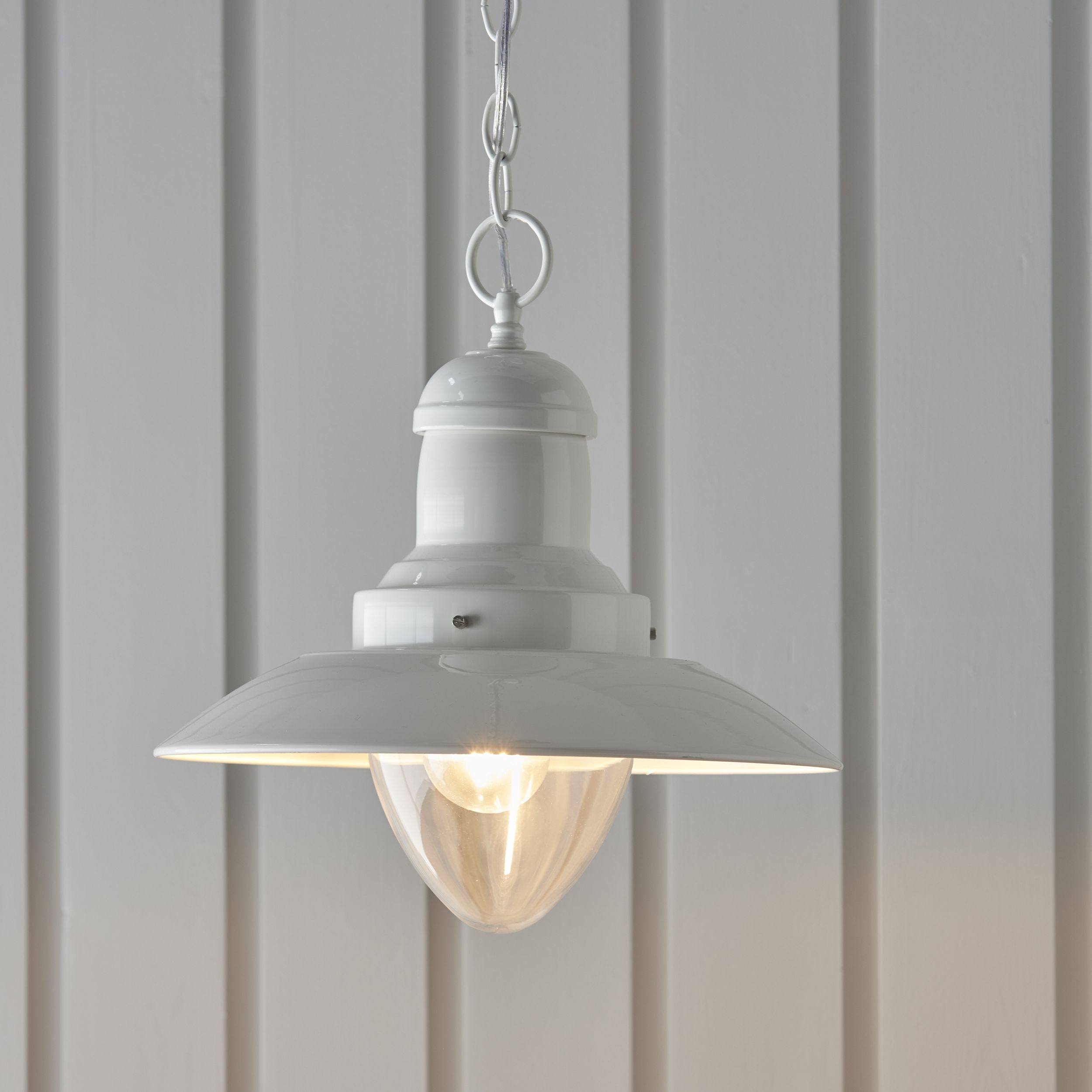 Pendant Light – Finished In Gloss Cream & Clear Glass In Gloss Cream Lantern Chandeliers (Photo 15 of 15)