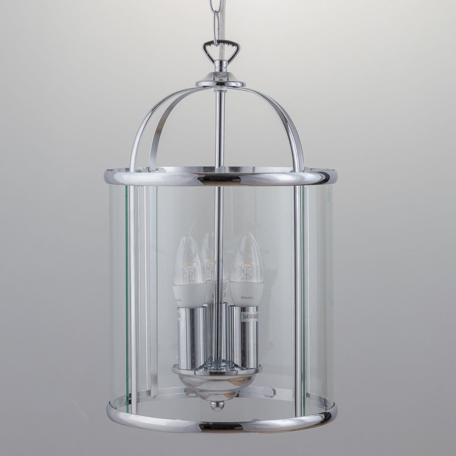 Polished Chrome 3 Light Lantern Style Pendant In Chrome Lantern Chandeliers (View 13 of 15)