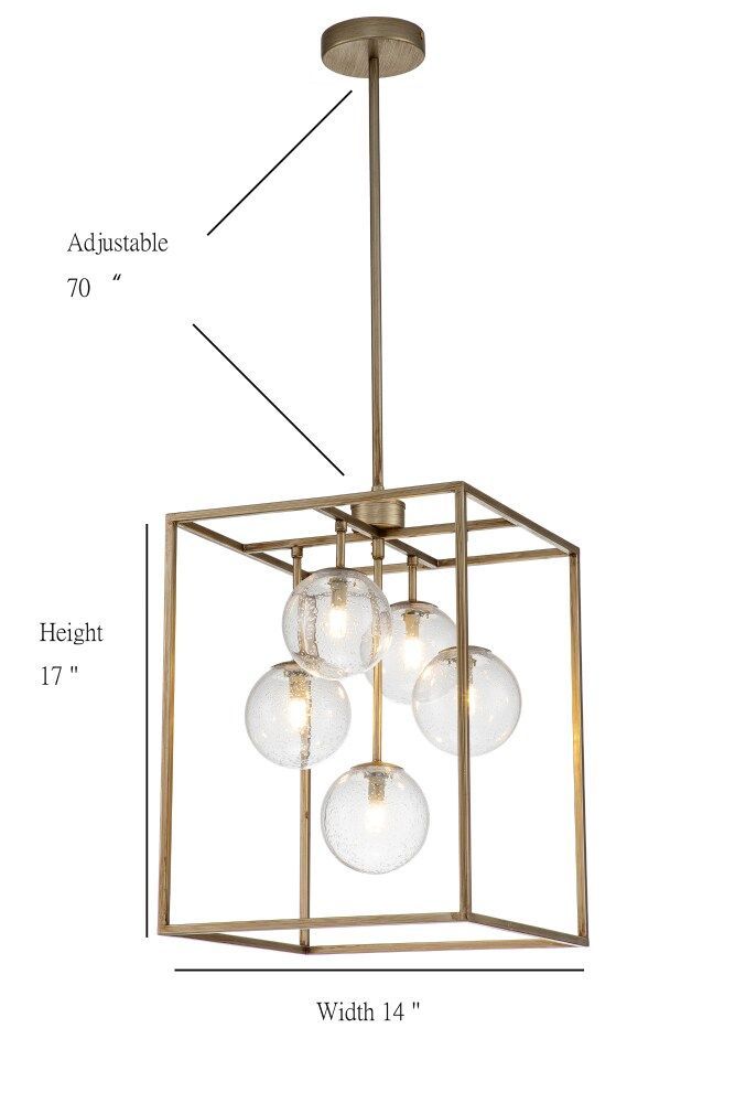 Qfc – Adaly 5 Light Brushed Silver Champagne Clear Seedy Globe Glass  Chandelier, 1 In 2022 | Glass Chandelier, Lantern Lights, Lantern Chandelier Pertaining To Brushed Champagne Lantern Chandeliers (View 15 of 15)
