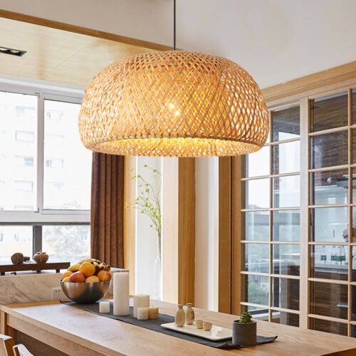 Rattan Lantern Lamp Light Wicker Chandelier Led Home Light Restaurant Usa |  Ebay In Rattan Lantern Chandeliers (Photo 1 of 15)