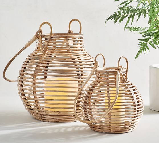 Riley Handcrafted Rattan Lanterns | Pottery Barn With Natural Rattan Lantern (Photo 3 of 15)