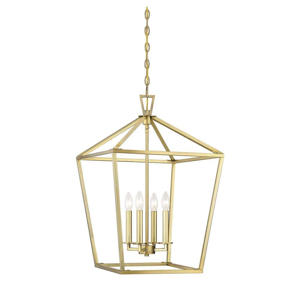 Savoy House Townsend 4 Light Warm Brass Candlestick Pendant Light  3 321 4 322 – The Home Depot Intended For Warm Brass Lantern Chandeliers (Photo 7 of 15)