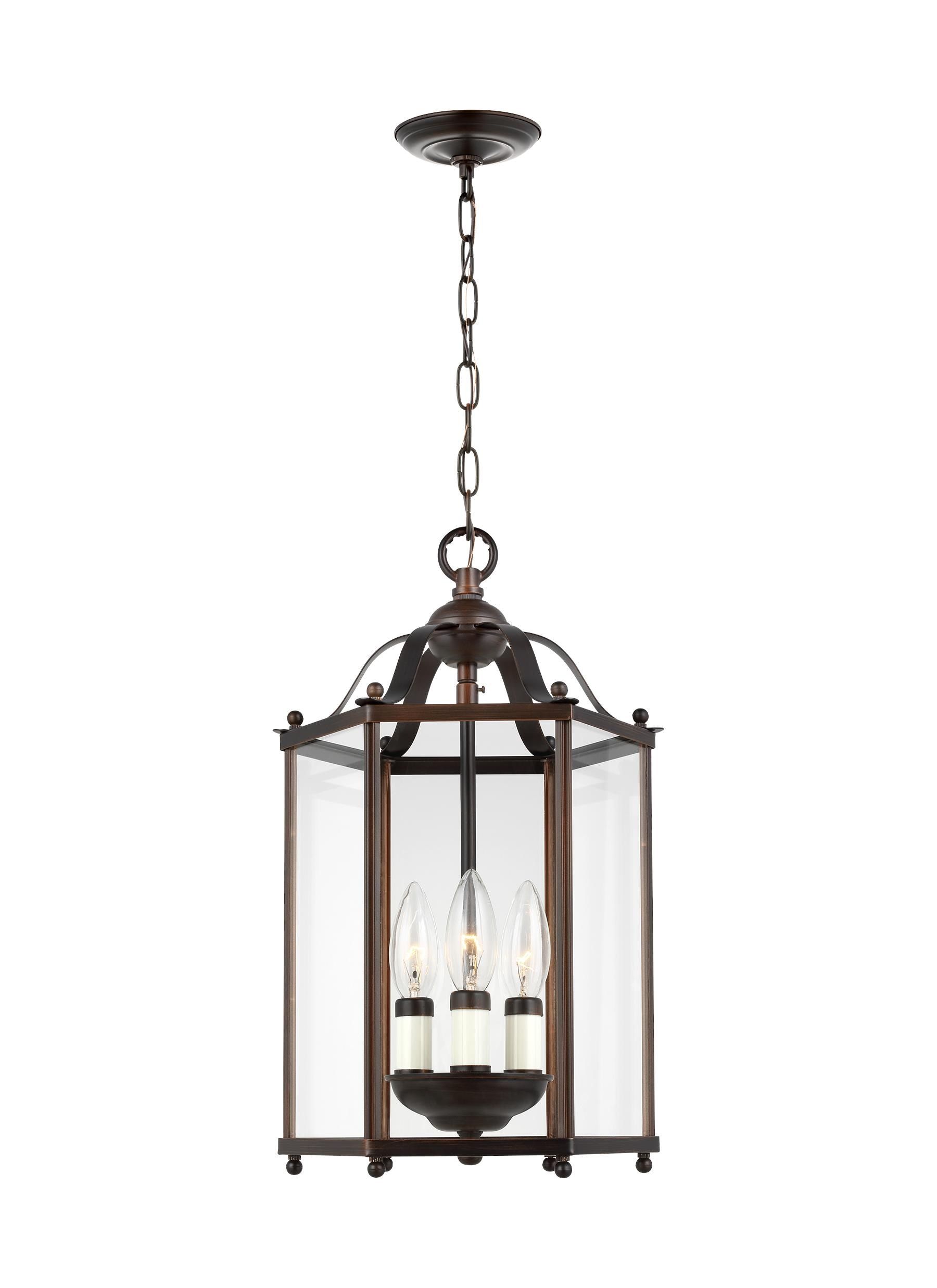 Sea Gull Lighting Bretton 2 Light Bronze Traditional Clear Glass Lantern  Pendant Light In The Pendant Lighting Department At Lowes Regarding Lantern Chandeliers With Transparent Glass (View 7 of 15)