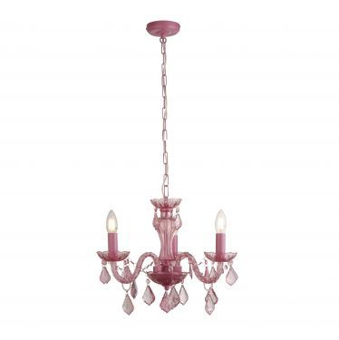 Searchlight Kids 3 Light Pink Chandelier, Metal Frame, Acrylic Beads And  Glass Column – 3943 3pi In Lantern Chandeliers With Acrylic Column (View 8 of 15)