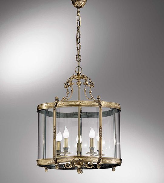 Suspension Lantern Chandelier With Hot Curved Glass Lampshade In Antique Gild Lantern Chandeliers (View 13 of 15)