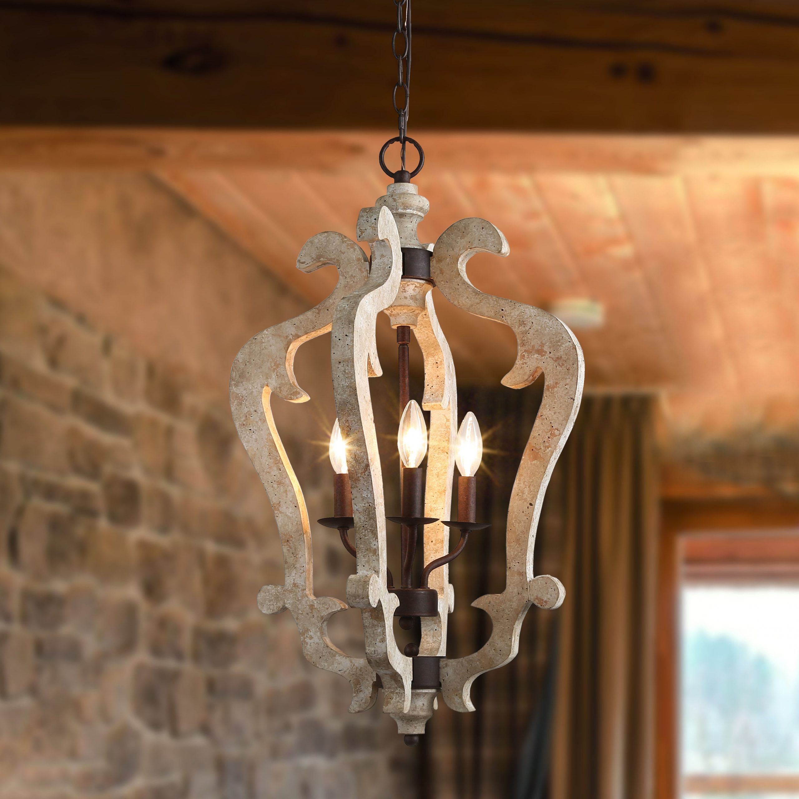 The Gray Barn Hester Gulch 3 Light Wood Chandelier Foyer Hanging Lantern –  W  (View 3 of 15)