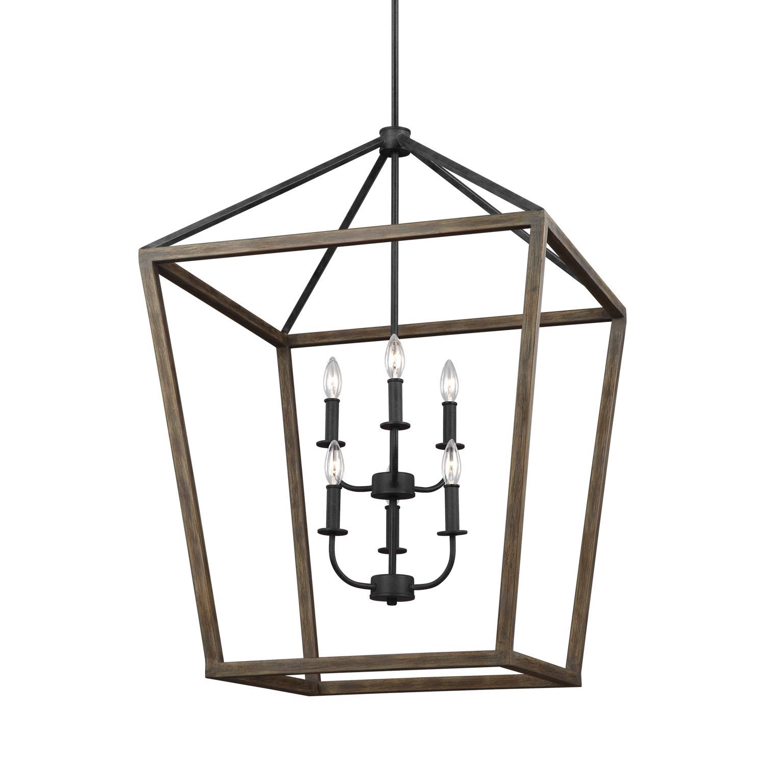 Transitional Six Light Chandelier In Weathered Oak Wood/antique Forged Iron  From The Feiss – Gannet Collection… | Candle Chandelier, Large Lanterns, Lantern  Pendant With Weathered Oak Wood Lantern Chandeliers (Photo 8 of 15)