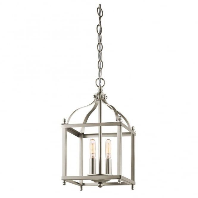 Vintage Coach Lantern Style Ceiling Pendant In Brushed Nickel (small) For Satin Nickel Lantern Chandeliers (Photo 8 of 15)