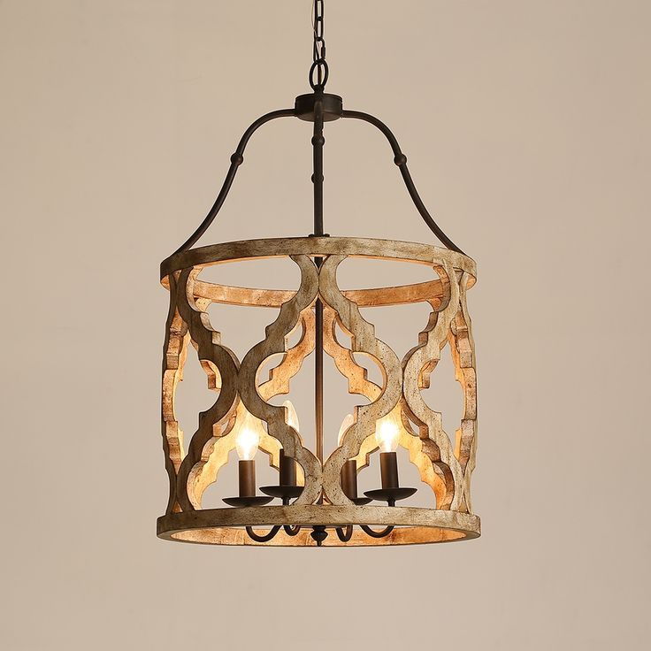 Vintage Distressed White Carved Wood 4 Light Lantern Farmhouse Chandelier  In Rust | Farmhouse Chandelier, Rustic Candle Lanterns, Lantern Lights With Regard To White Distressed Lantern Chandeliers (View 10 of 15)