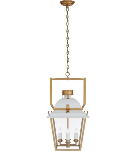 Visual Comfort Chc5108wht/ab Cg Chapman & Myers Coventry 4 Light 14 Inch  Matte White And Antique Burnished Brass Lantern Pendant Ceiling Light, Small Intended For Burnished Brass Lantern Chandeliers (View 4 of 15)