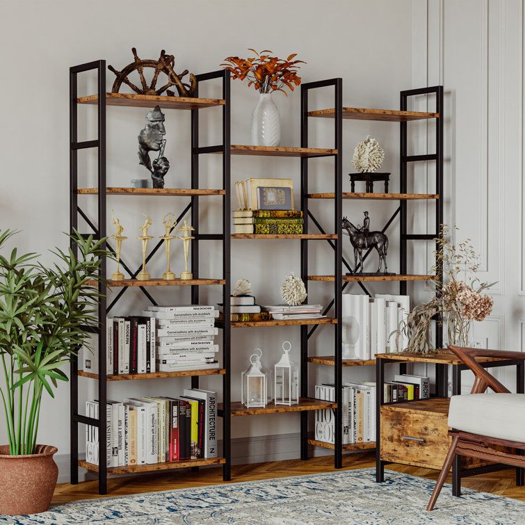 17 Stories 69.3'' H X 69.3'' W Iron Etagere Bookcase & Reviews | Wayfair In Industrial Bookcases (Photo 10 of 15)