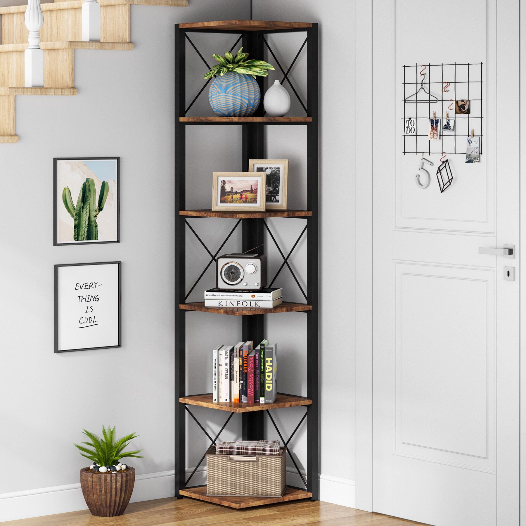 17 Stories 70.86'' H X 12.6'' W Stainless Steel Corner Bookcase & Reviews |  Wayfair Pertaining To Corner Bookcases (Photo 7 of 15)
