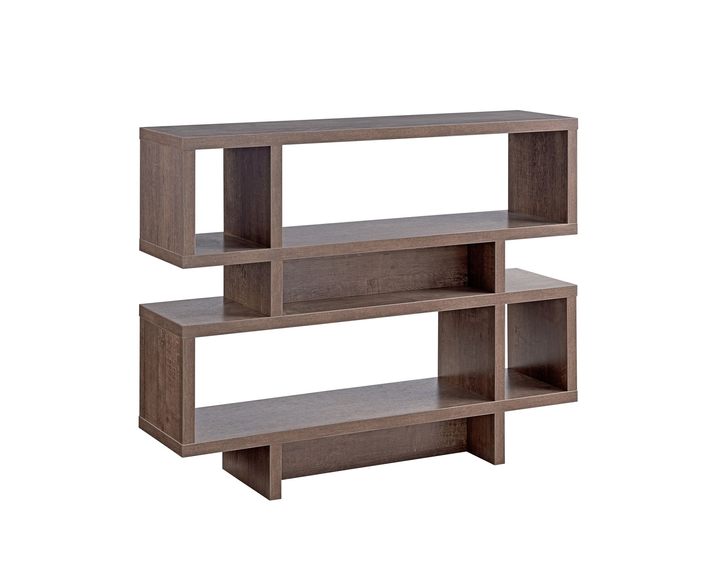 2 Tier Geometric Open Back Bookcase Shelf Walnut Oak – Walmart Pertaining To Walnut 2 Tier Bookcases (View 4 of 15)