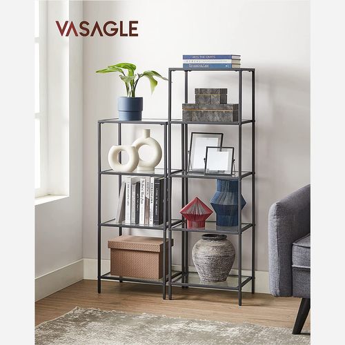5 Tier Tempered Glass Bookshelf | Vasagle In Bookcases With Tempered Glass (View 6 of 15)