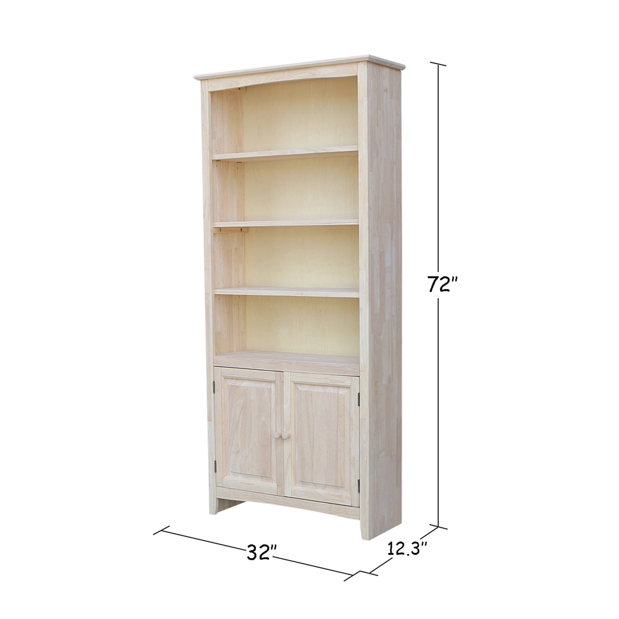 72 Inch Shaker Bookcase – Overstock – 20756817 Pertaining To 72 Inch Bookcases With Cabinet (View 14 of 15)