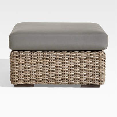Abaco All Weather Resin Wicker Outdoor Ottoman With Graphite Sunbrella  Cushion + Reviews | Crate & Barrel For Ottomans With Cushion (View 4 of 15)