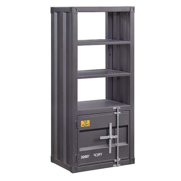 Acme Furniture Cargo 49 In. Gunmetal Metal 3 Self Bookcase With Open Back  91887 – The Home Depot Within Gun Metal Black Bookcases (Photo 5 of 15)