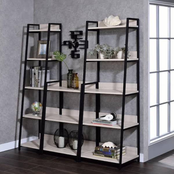 Acme Furniture Wendral 67 In. Natural & Black 5 Shelf Standard Bookcase  92674 – The Home Depot Inside Natural Black Bookcases (Photo 4 of 15)