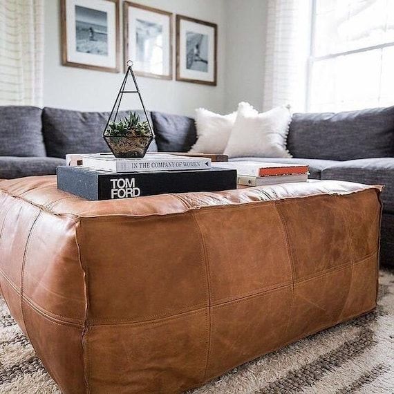 Amazing Square Ottoman Pouffe Moroccan Leather Ottoman Square – Etsy Pertaining To Square Pouf Ottomans (View 2 of 15)