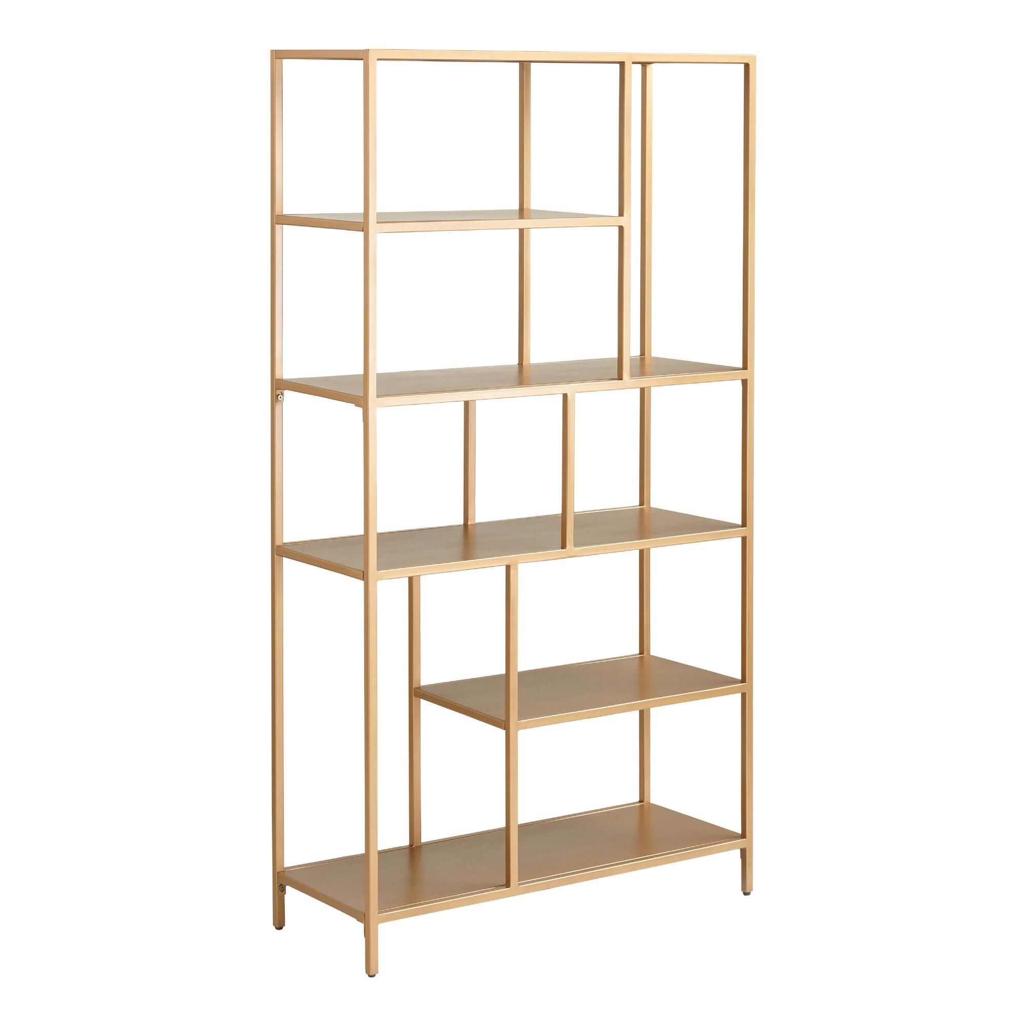 Antique Gold Metal Aaliyah Bookshelf – V1 | Home Office Furniture,  Bookshelves, Unique Bookcase Inside Antique Gold Bookcases (View 10 of 15)