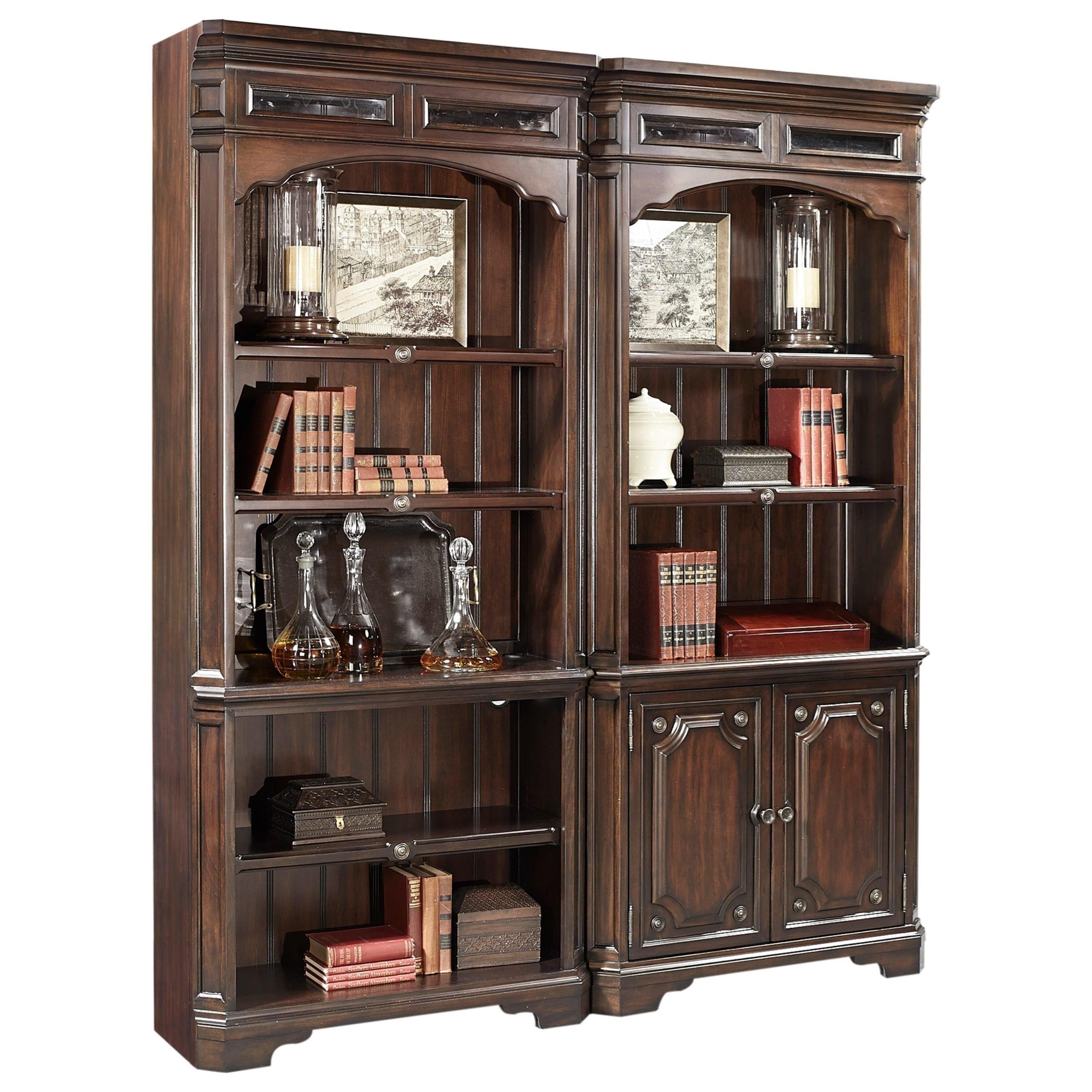 Aspenhome Sheffield Traditional 2 Door Bookcase With Seed Glass Detail And  Led Display Lighting | Wayside Furniture & Mattress | Combination Bookcases Throughout Two Door Hutch Bookcases (View 15 of 15)