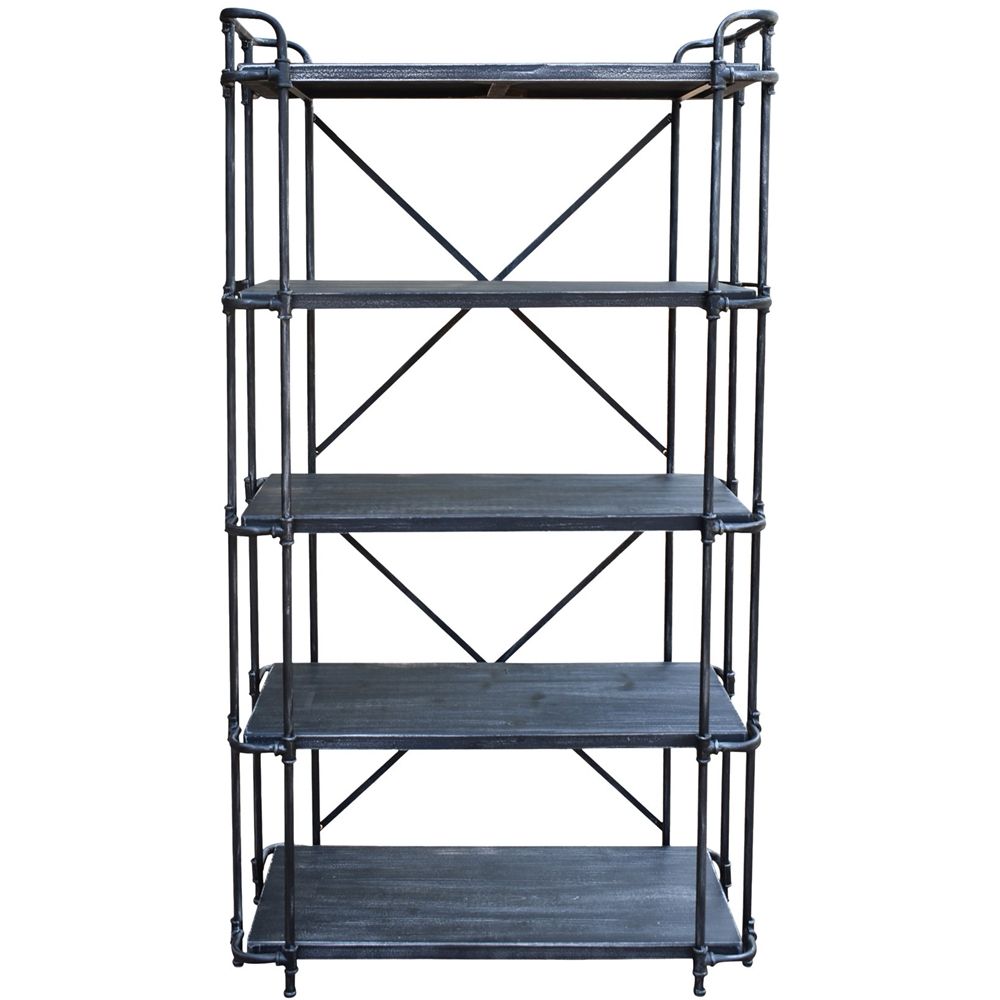 Best Buy: Noble House Crivitz 5 Shelf Bookcase Brushed Dark Gray 306449 Pertaining To Dark Brushed Pewter Bookcases (View 6 of 15)