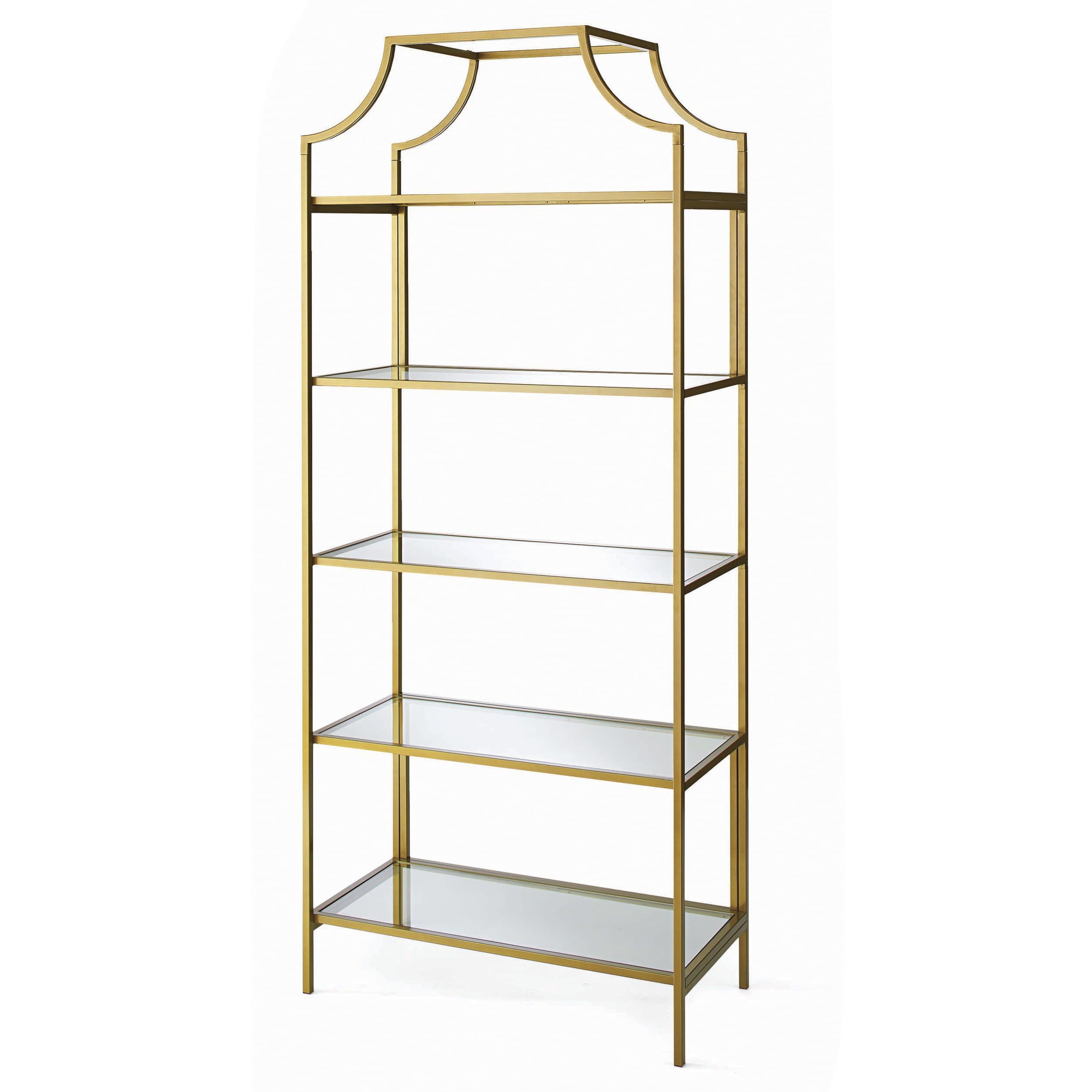 Better Homes & Gardens 71" Nola 5 Tier Etagere Bookcase, Gold Finish –  Walmart Regarding Gold Glass Bookcases (View 3 of 15)