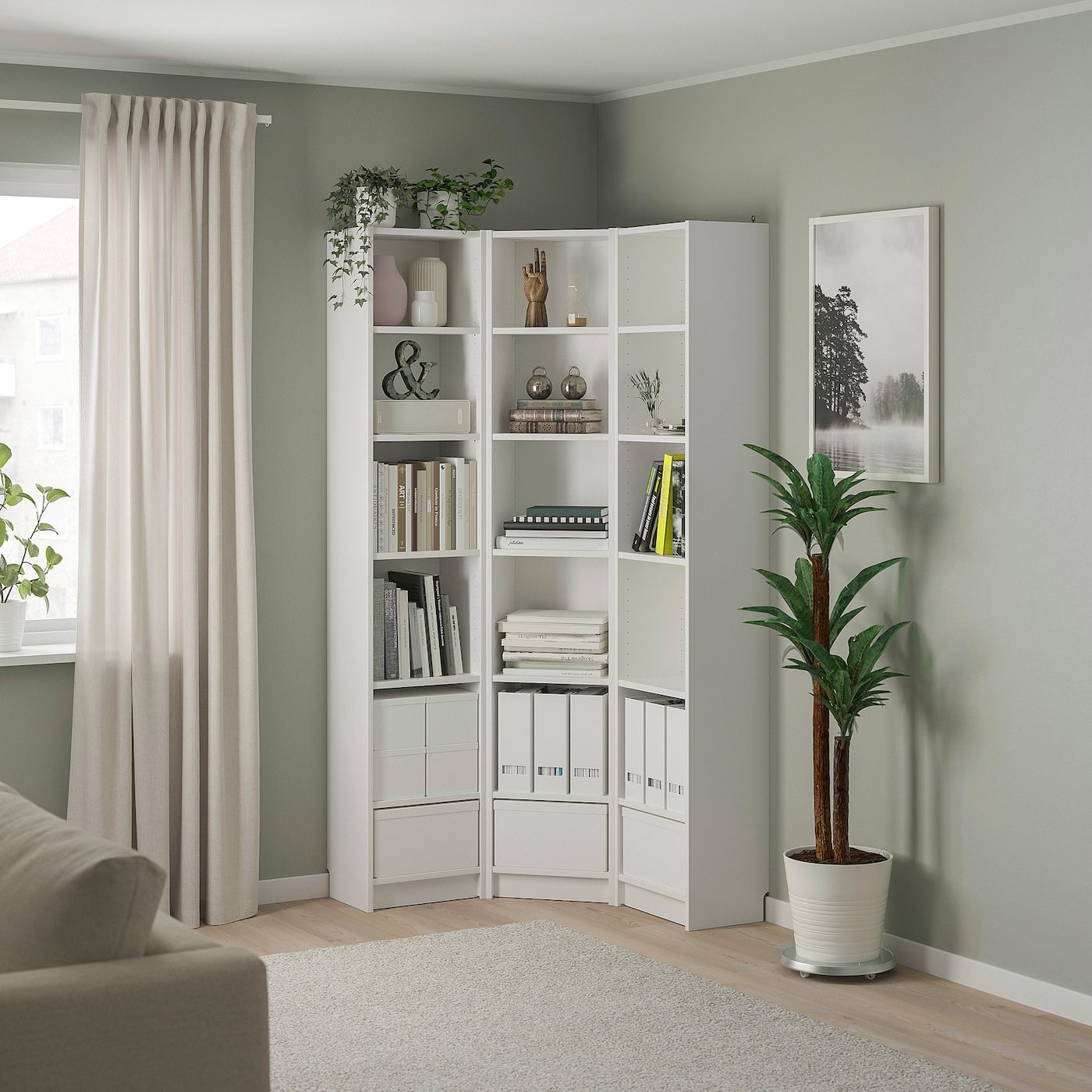 Billy Bookcase Combination/crn Solution, White, 373/8/373/8x11x791/2" – Ikea For Corner Bookcases (Photo 1 of 15)