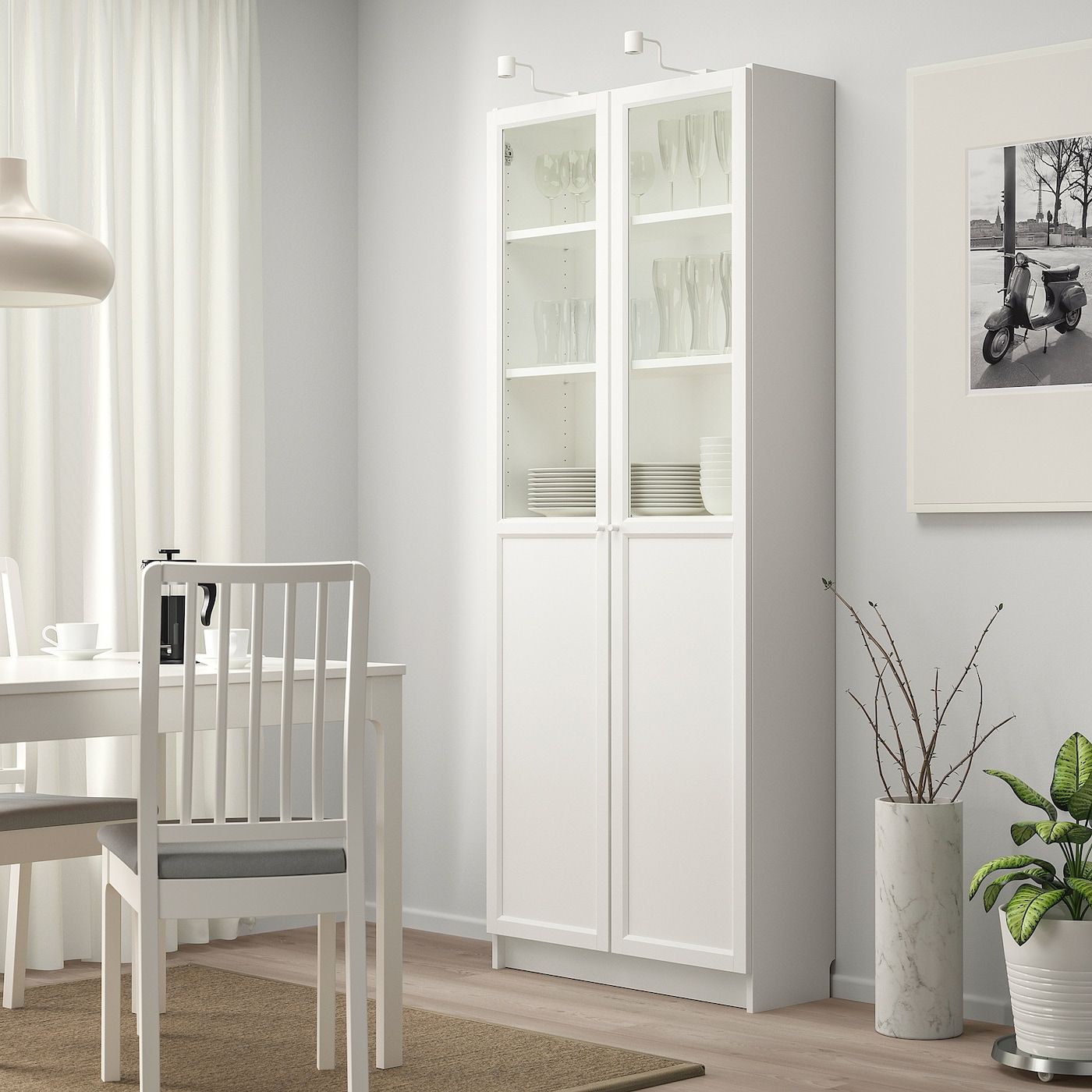 Billy / Oxberg Bookcase With Panel/glass Doors, White, 311/2x113/4x791/2" –  Ikea With Regard To Bookcases With Doors (View 13 of 15)