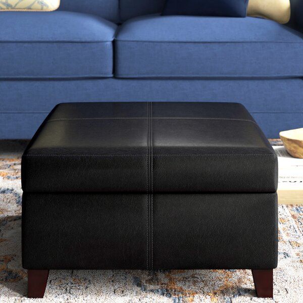 Black Leather Storage Ottoman | Wayfair Inside Black Faux Leather Ottomans (View 1 of 15)