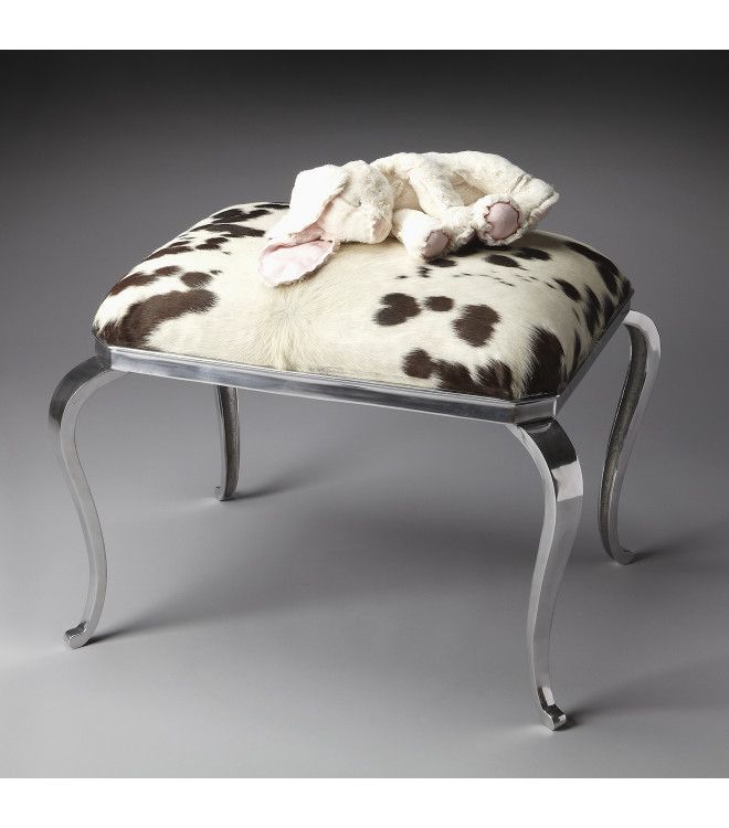 Black & White Cowhide Ottoman Seat Within White Cow Hide Ottomans (View 2 of 15)