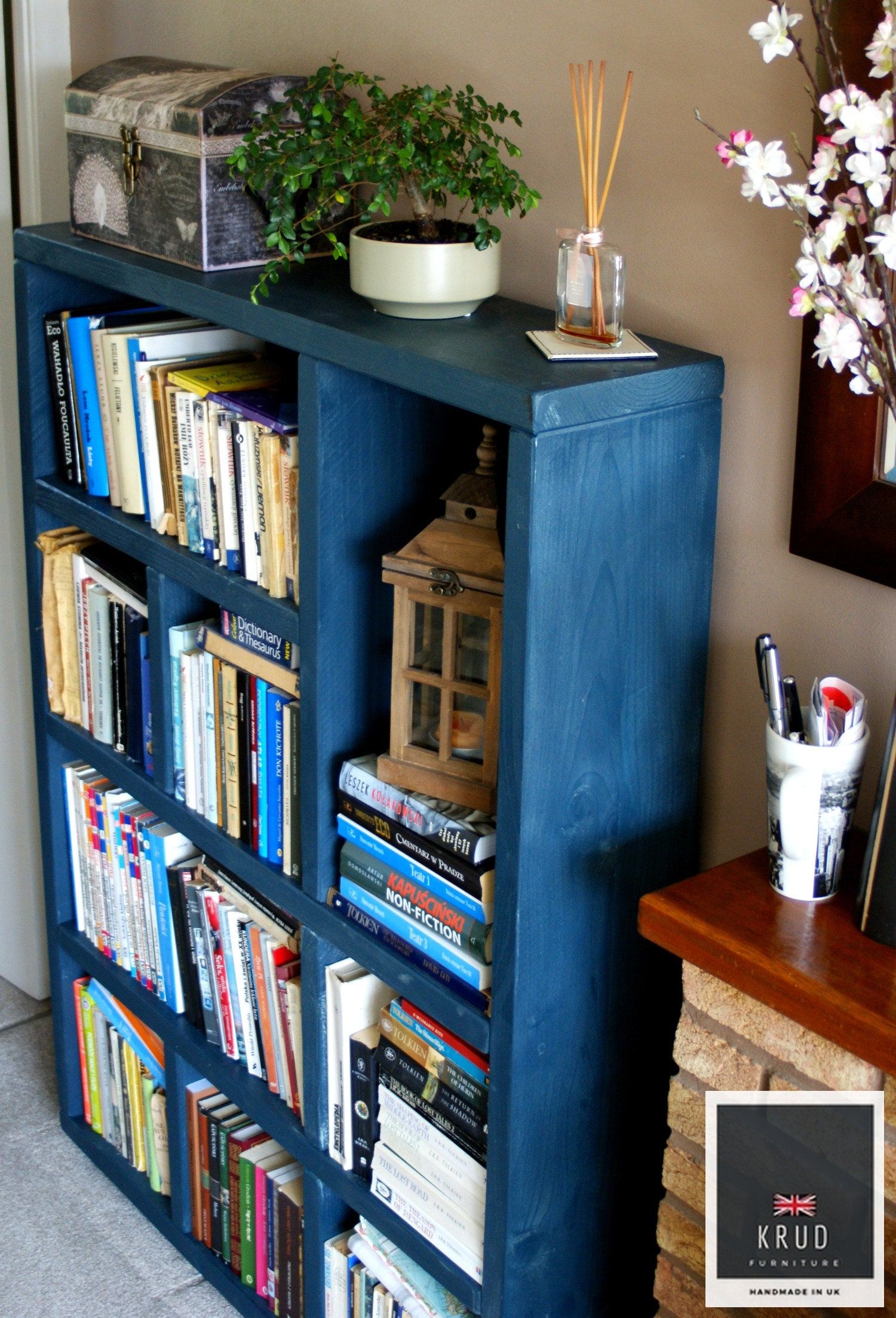 Blue Bookcase – Etsy Uk Inside Blue Wood Bookcases (View 9 of 15)