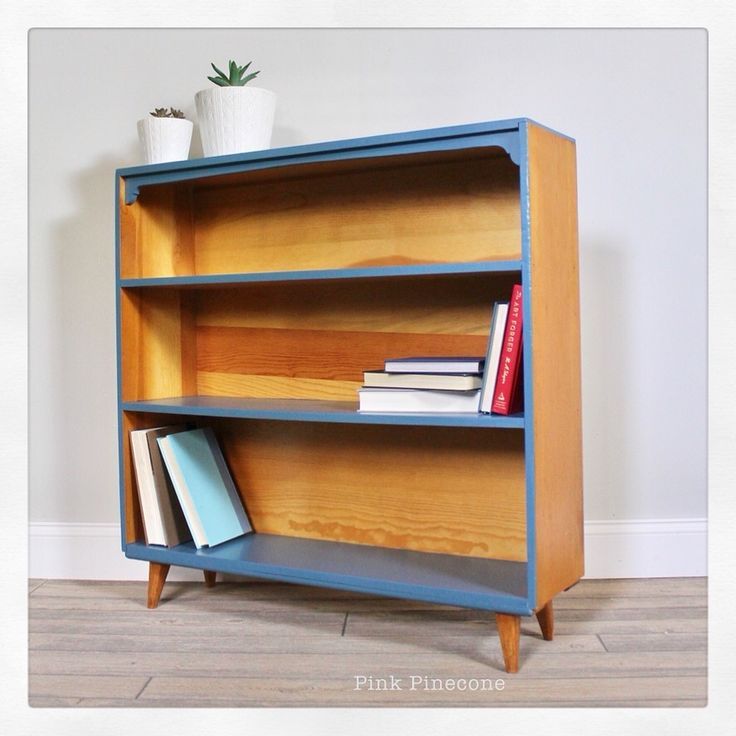 Blue Paint And Wood Modern Bookshelf | Wood Bookshelf Makeover, Bookshelves  Diy, Painted Bookshelves Regarding Blue Wood Bookcases (Photo 10 of 15)