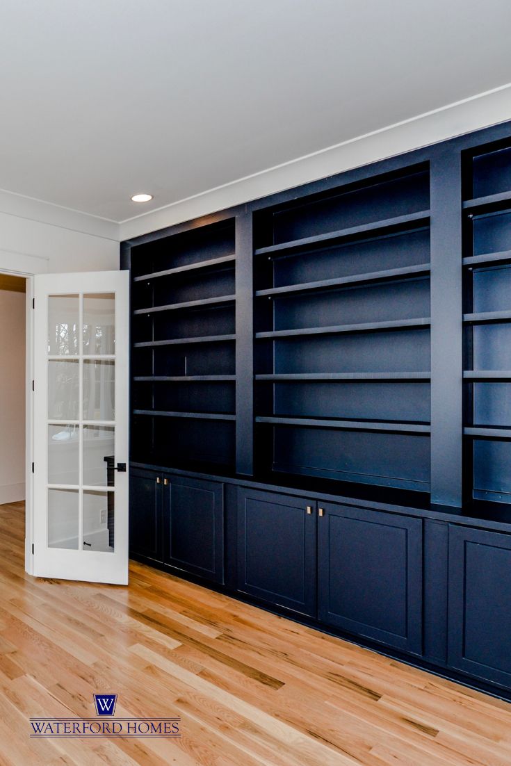 Bold Navy Blue Bookcase In Home Office | Home Office Design, Home Library  Design, Built In Shelves Living Room In Navy Blue Bookcases (Photo 2 of 15)