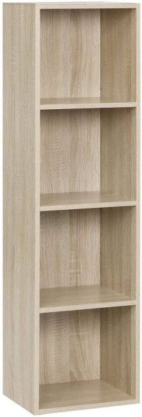 Bookcase Bookcase Storage Shelf Filing Cabinet 4 Compartments 24x106x30 Cm  | Woltu.eu Pertaining To Wooden Compartment Bookcases (Photo 13 of 15)