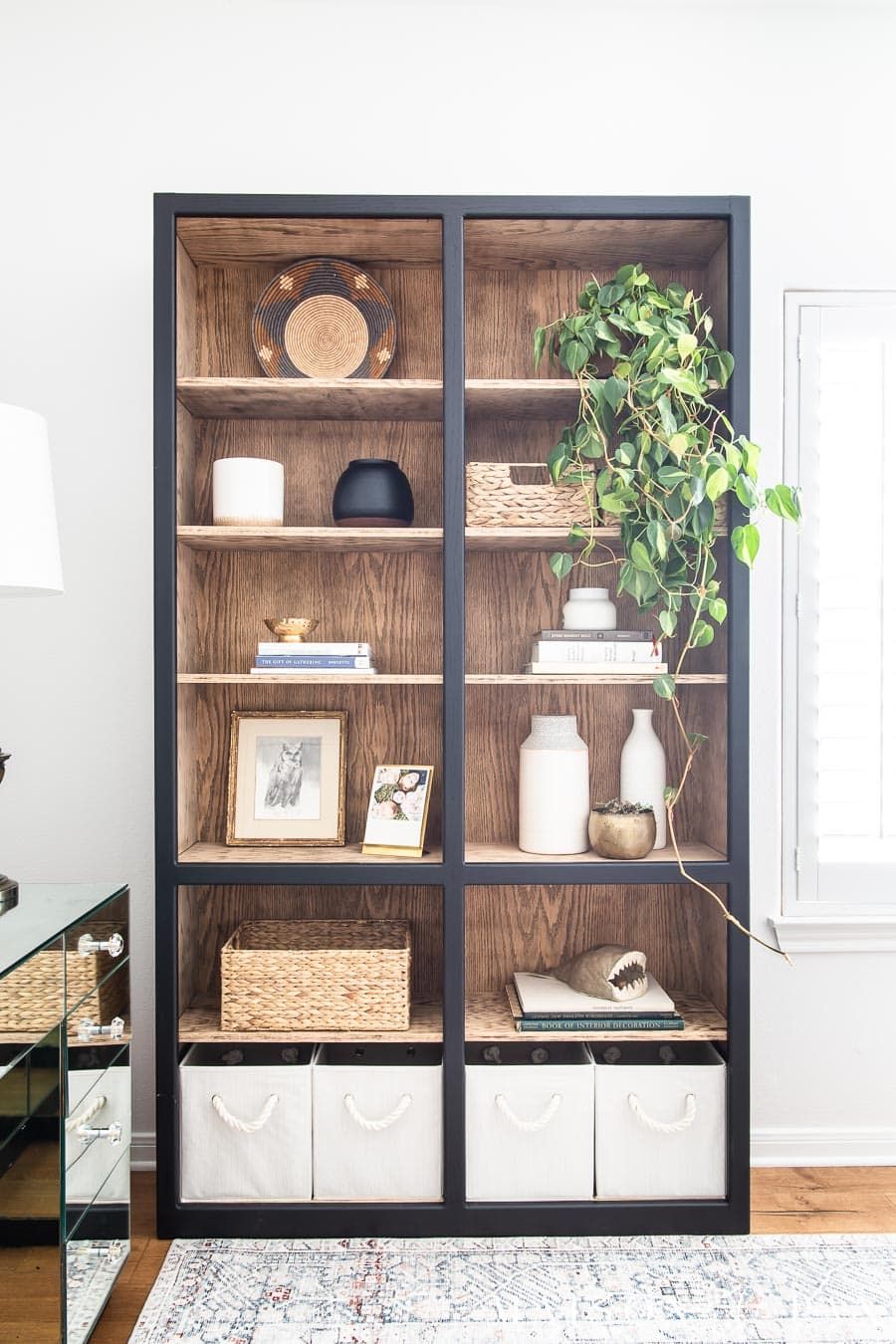Bookcase Makeover: Black And Wood Oak Bookcase – Maison De Pax With Natural Black Bookcases (View 7 of 15)