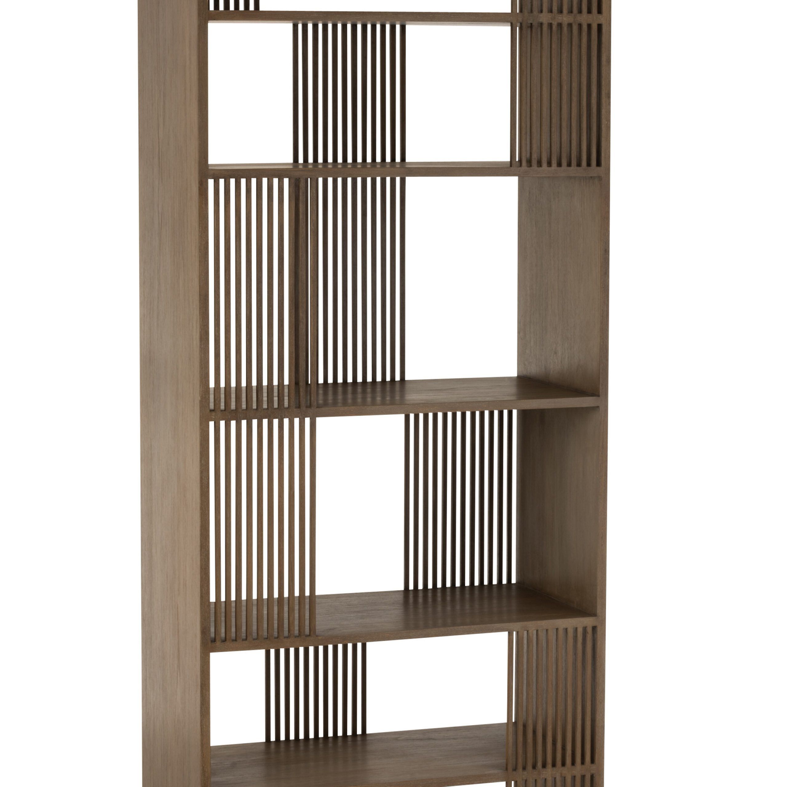 Bookcase Vertical Slats Wd Br | J Linejolipa With Regard To Bookcases With Slats (View 13 of 15)