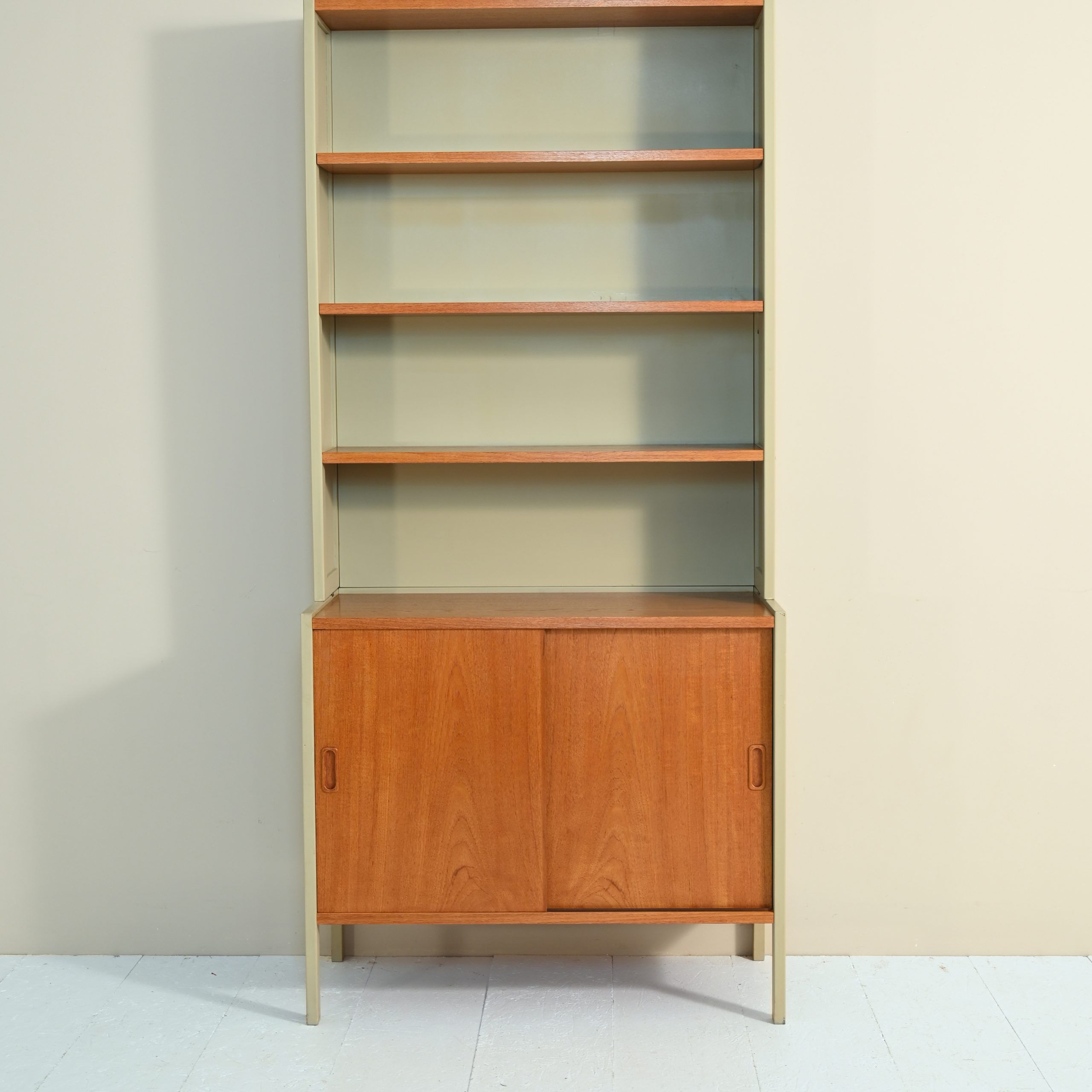 Bookcase With Sideboard And Sliding Doors, 1960s | Intondo With Two Door Hutch Bookcases (View 11 of 15)
