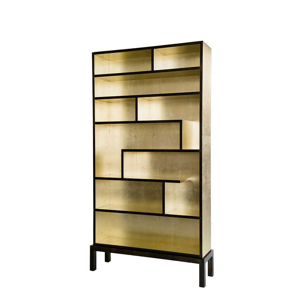 Bookshelf – White Gold Leaf – Deaurora Showroom With Regard To Gold Bookcases (Photo 15 of 15)