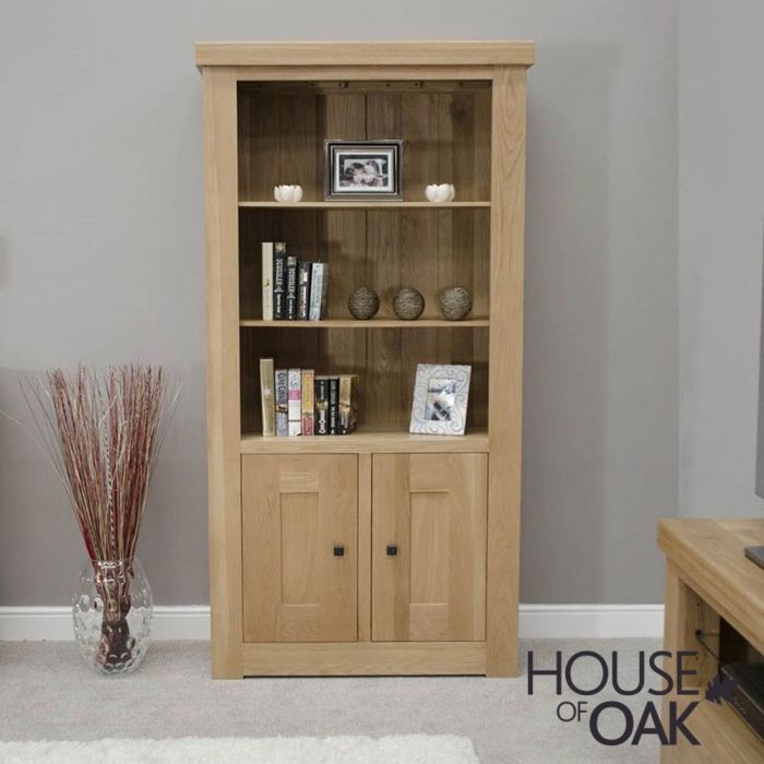 Bordeaux Oak 2 Door Bookcase – House Of Oak | House Of Oak With Oak Bookcases (View 3 of 15)