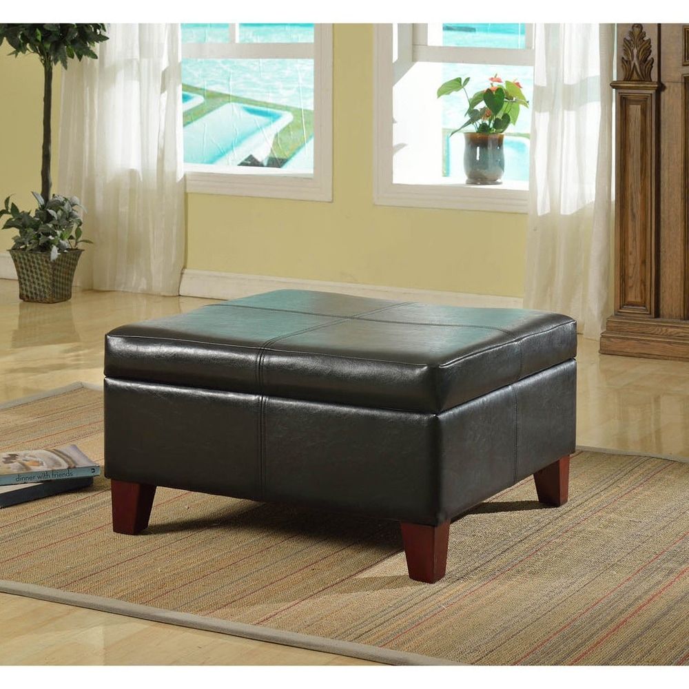 Buy Black, Faux Leather Ottomans & Storage Ottomans Online At Overstock |  Our Best Living Room Furniture Deals With Regard To Black Faux Leather Ottomans (View 5 of 15)