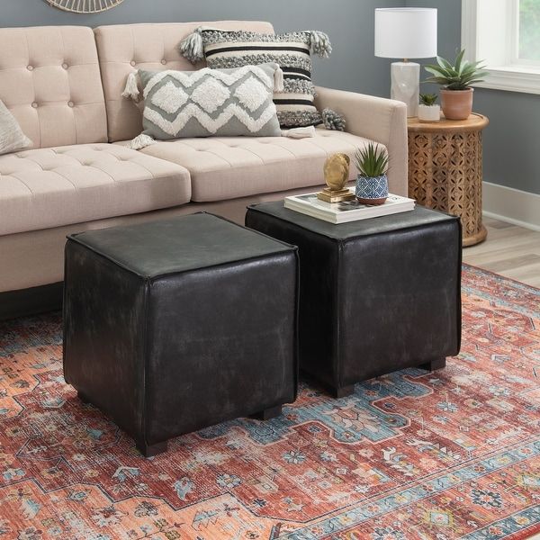 Buy Black, Leather Ottomans & Storage Ottomans Online At Overstock | Our  Best Living Room Furniture Deals In Black Leather Wrapped Ottomans (View 11 of 15)