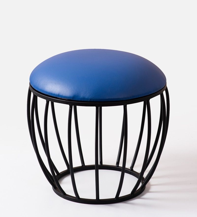 Buy Cage Shape Leatheright Ottoman In Blue Colournestroots Online –  Ottomans – Seating – Furniture – Pepperfry Product With Ottomans With Caged Metal Base (Photo 14 of 15)