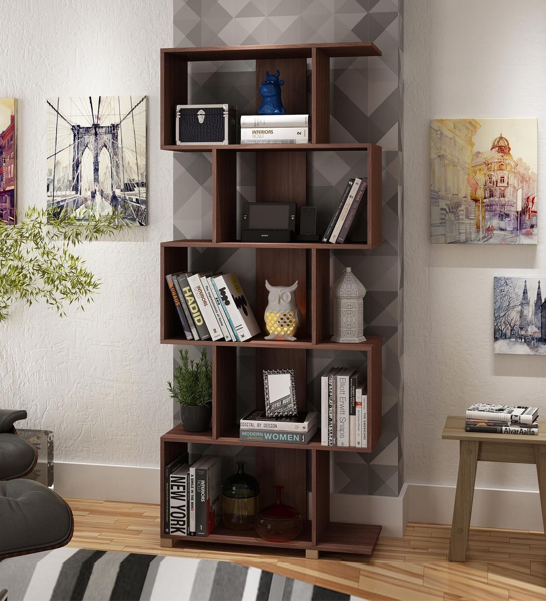 Buy Emiko Book Shelf In Nut Brown Finishmintwud Online – Modern Book  Shelves – Book Shelves – Furniture – Pepperfry Product With Regard To Nut Brown Finish Bookcases (Photo 12 of 15)