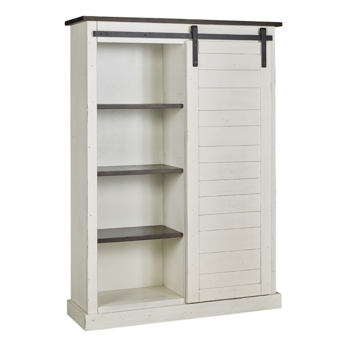 Chatham Bookcase With Barn Door | Badcock Home Furniture &more For Sliding Barn Door Wall Bookcases (View 1 of 15)