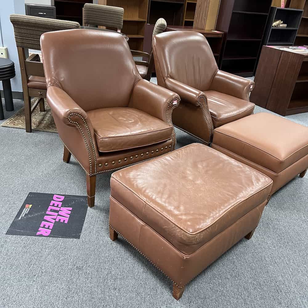 Cinnamon Brown Leather Armchair | Office Furniture Liquidations Inside Brown Leather Ottomans (View 14 of 15)