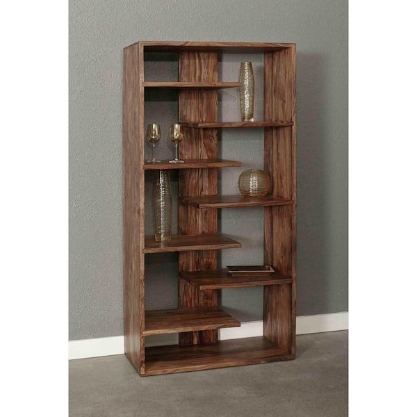 Coast To Coast Accents Brownstone 70 In. Nut Brown Wooden 7 Shelf Bookcase  98240 – The Home Depot Within Nut Brown Finish Bookcases (Photo 7 of 15)